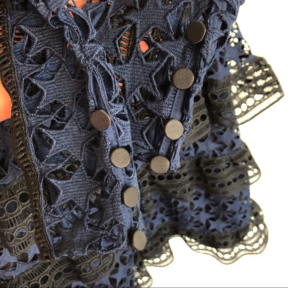 Self Portrait Star Lace Tiered High Neck Dress - Picture 6 of 8